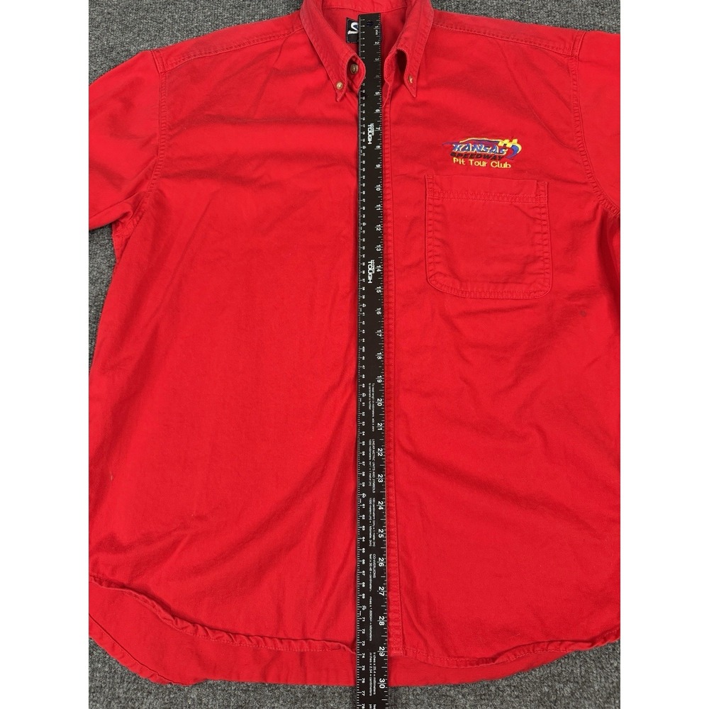 Kansas Speedway Pit Tour Club Men's Red Shirt Short Sleeve Button Down Large - Picture 9 of 9
